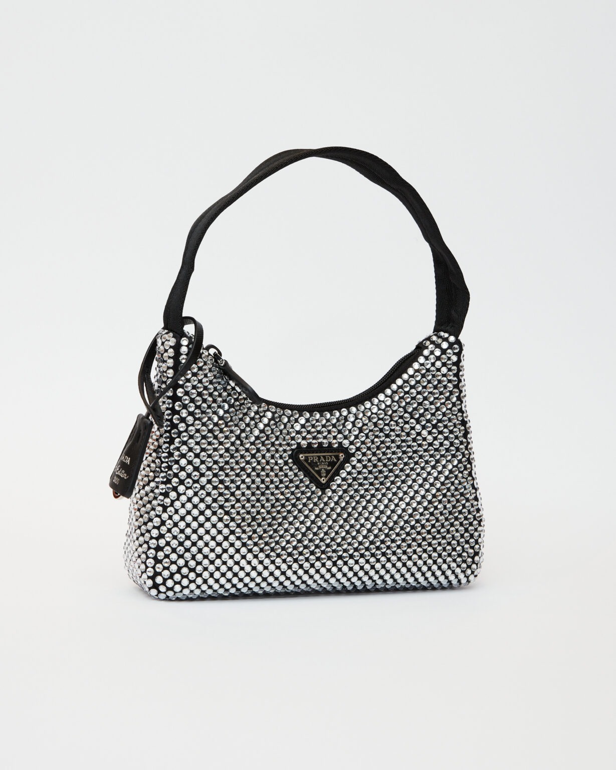 Prada Re-edition 2000 Black Crystal Hobo Bag