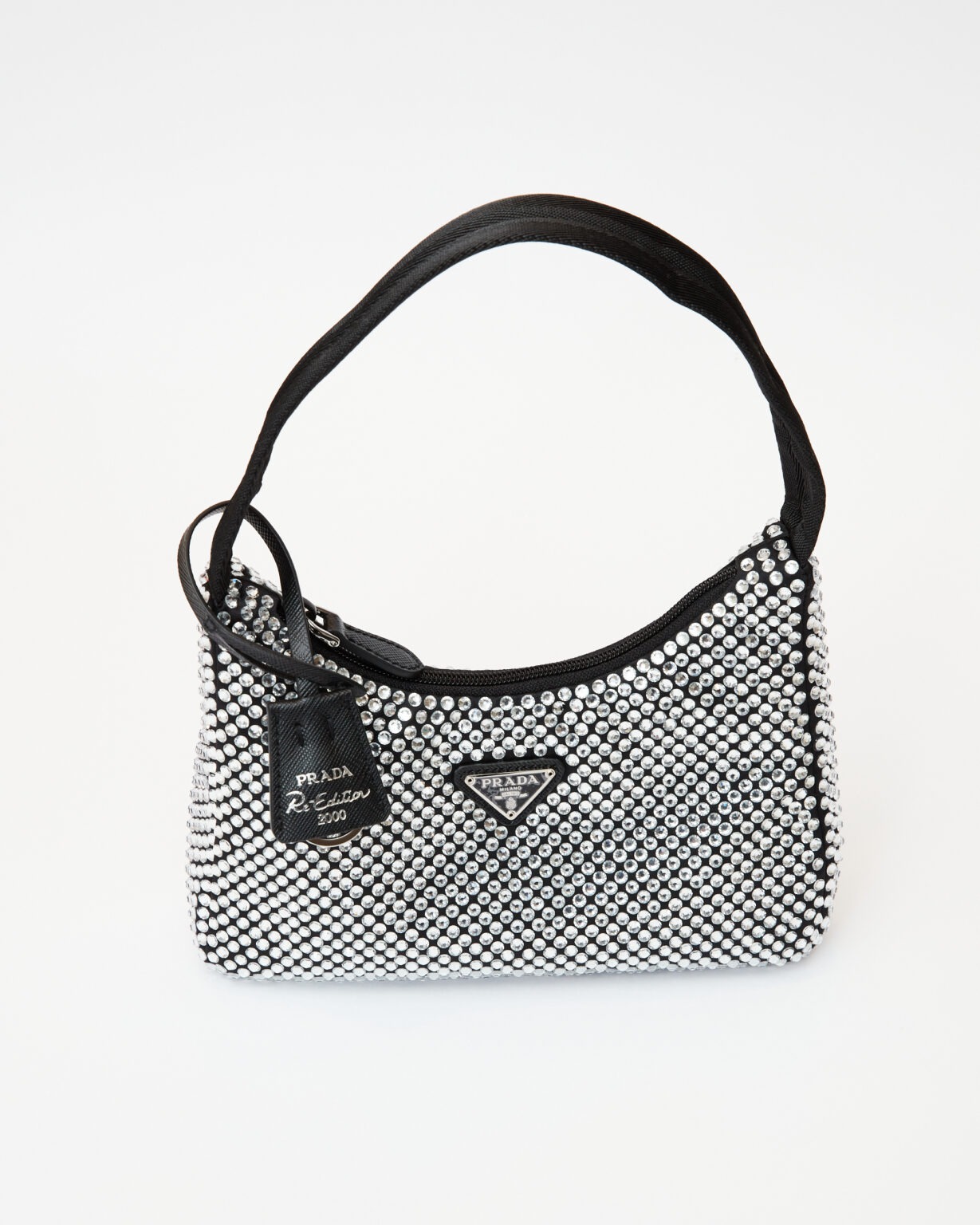 Prada Re-edition 2000 Black Crystal Hobo Bag