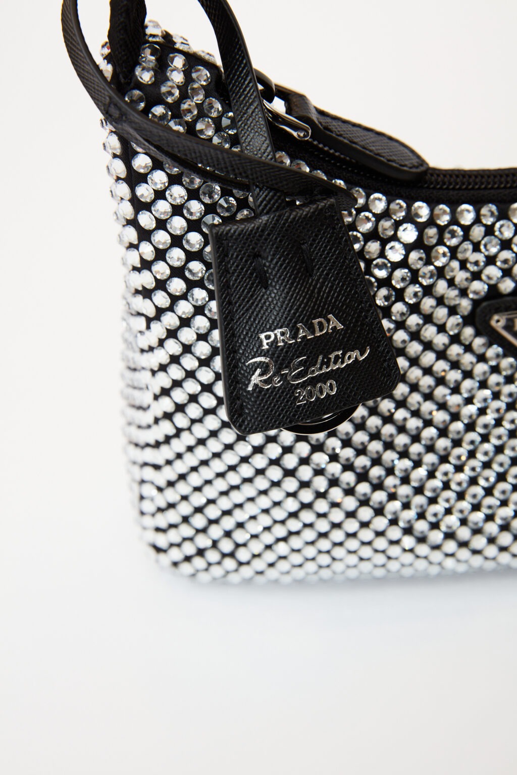 Prada Re-edition 2000 Black Crystal Hobo Bag