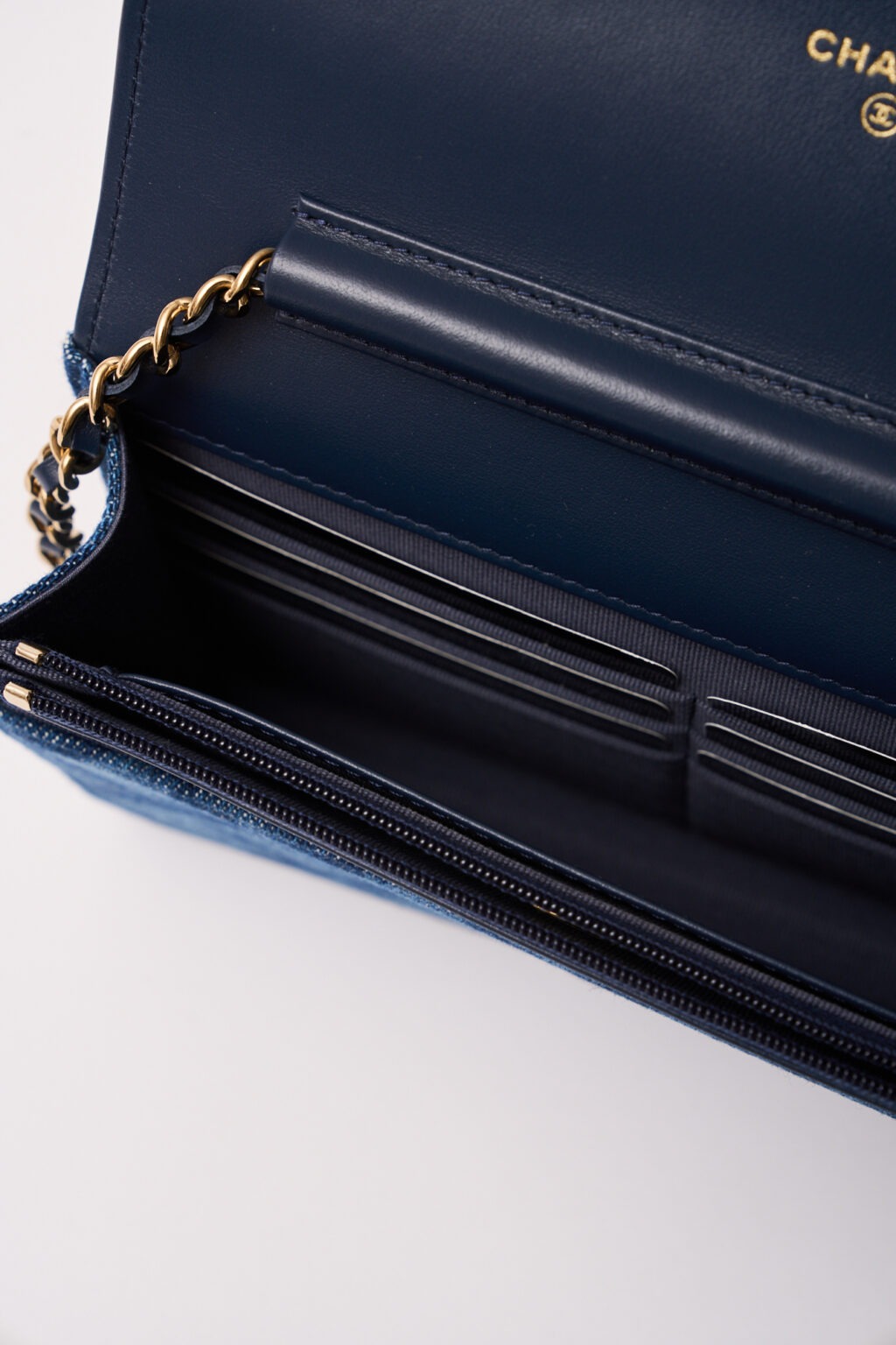 Chanel Classic Wallet On Chain Dark Blue Denim GHW
