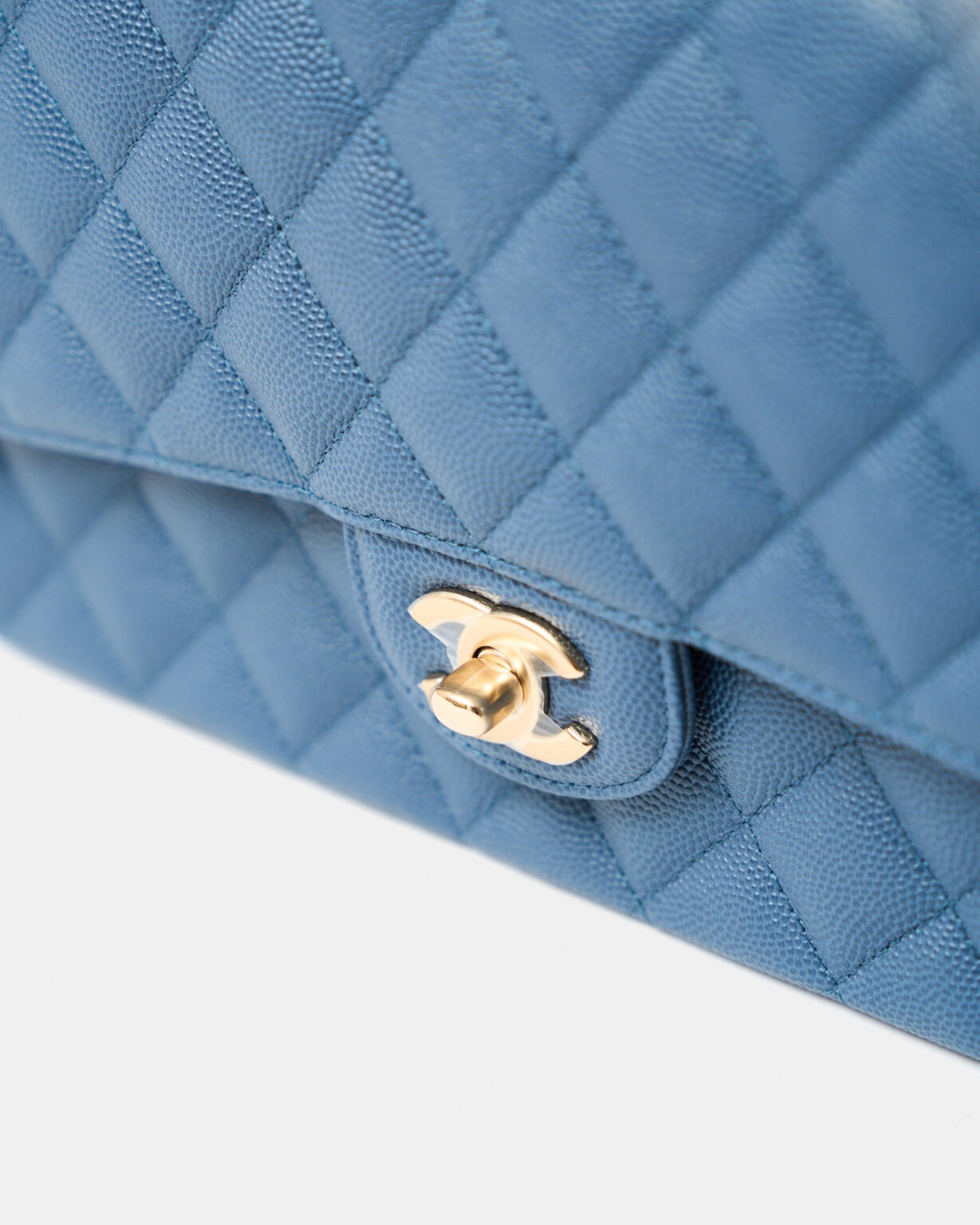Chanel Classic Double Flap Medium Blue Caviar Gold-Tone Metal
