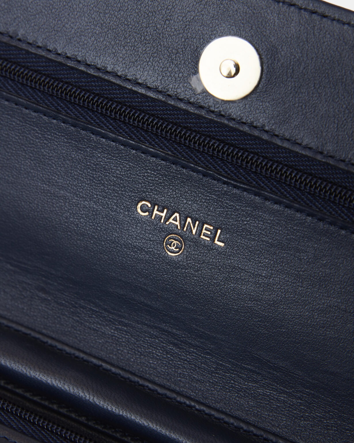 Chanel Wallet on Chain Navy Blue Lambskin Gold-Tone Metal