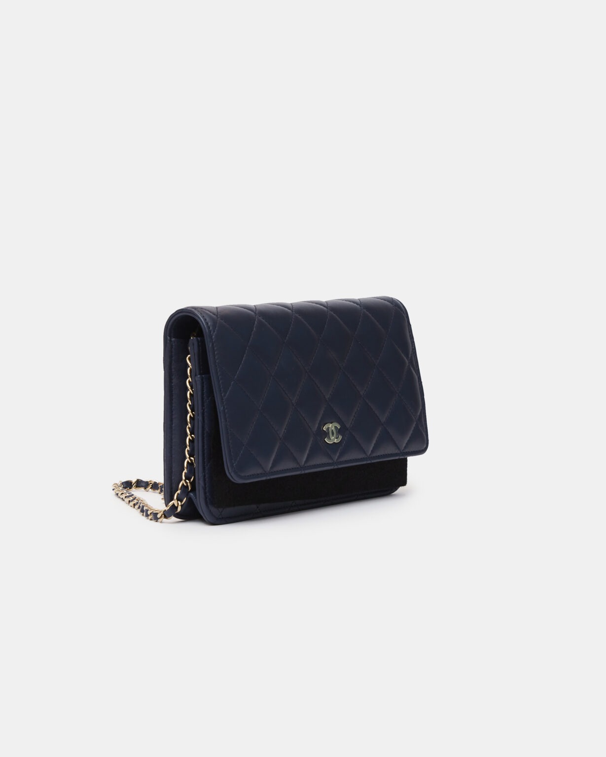 Chanel Wallet on Chain Navy Blue Lambskin Gold-Tone Metal