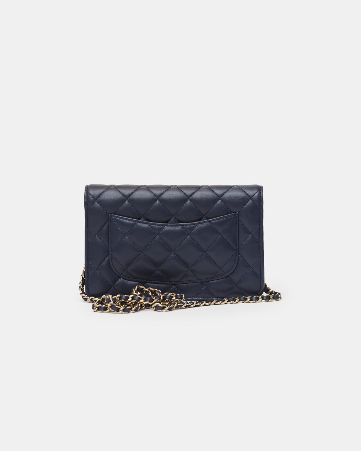 Chanel Wallet on Chain Navy Blue Lambskin Gold-Tone Metal