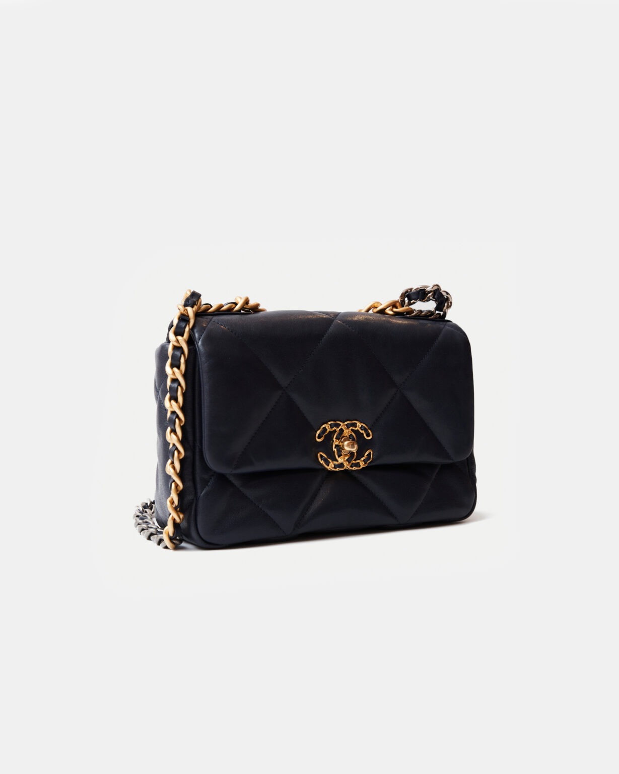 Chanel 19 Flap Navy Blue Lambskin Gold/Silver-Tone & Ruthenium-Finish Metal