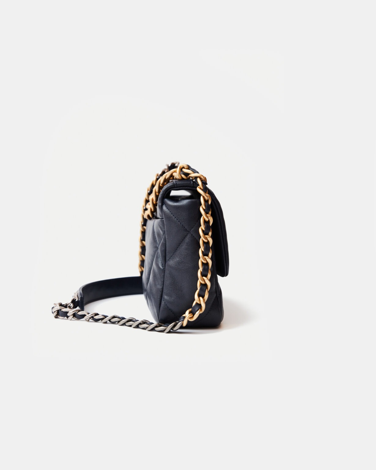 Chanel 19 Flap Navy Blue Lambskin Gold/Silver-Tone & Ruthenium-Finish Metal