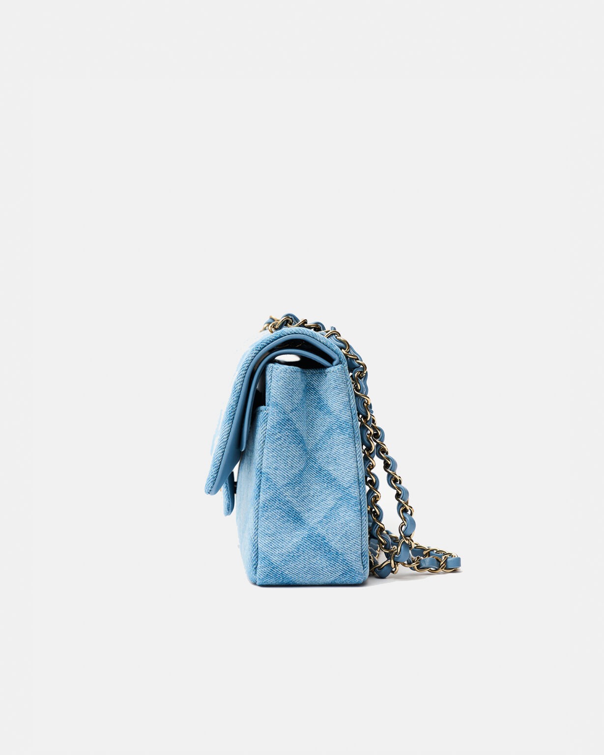 Chanel Classic Double Flap Medium Light Blue Denim GHW