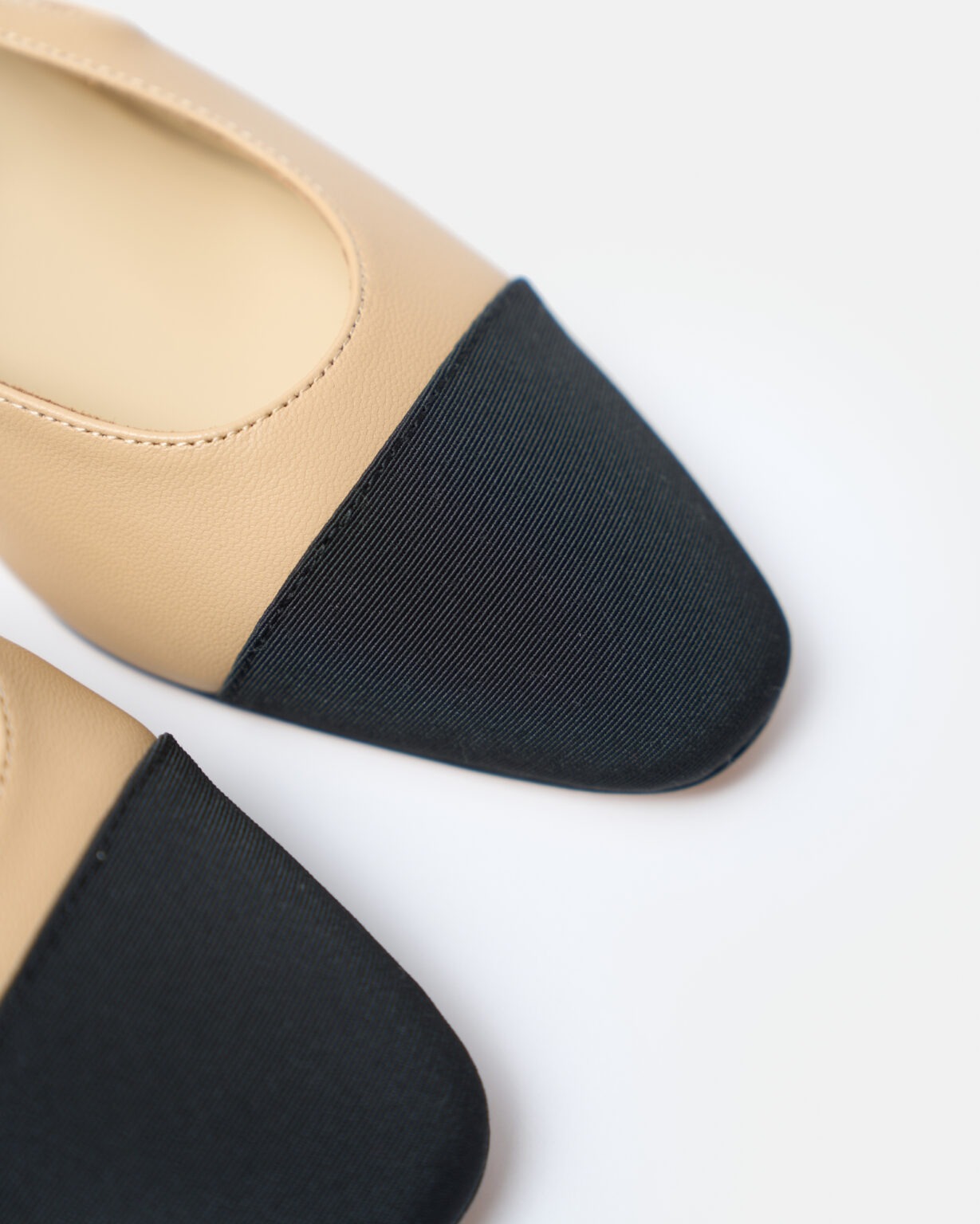 Chanel Beige Black Goatskin Grosgrain Slingback Sandals