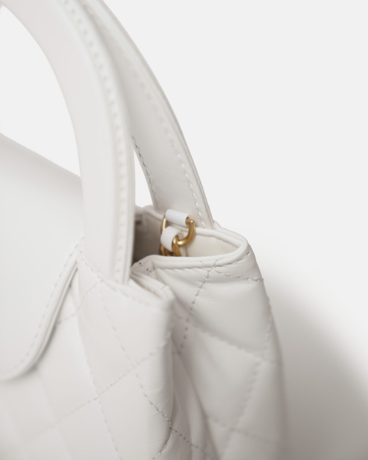 Chanel Mini Shopping White Calfskin Gold-Tone Metal Bag