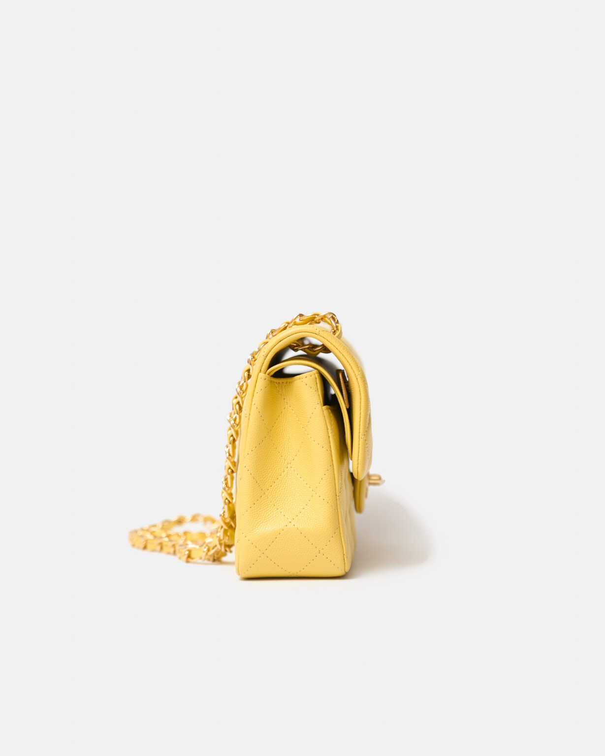 Chanel Classic Double Flap Small Yellow Caviar Gold-Tone Metal