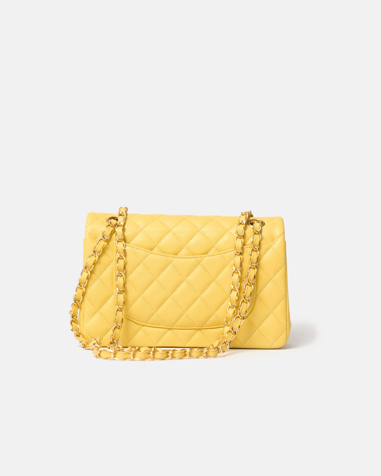 Chanel Classic Double Flap Small Yellow Caviar Gold-Tone Metal