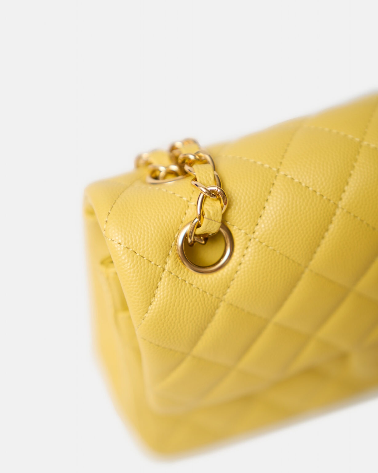 Chanel Classic Double Flap Small Yellow Caviar Gold-Tone Metal