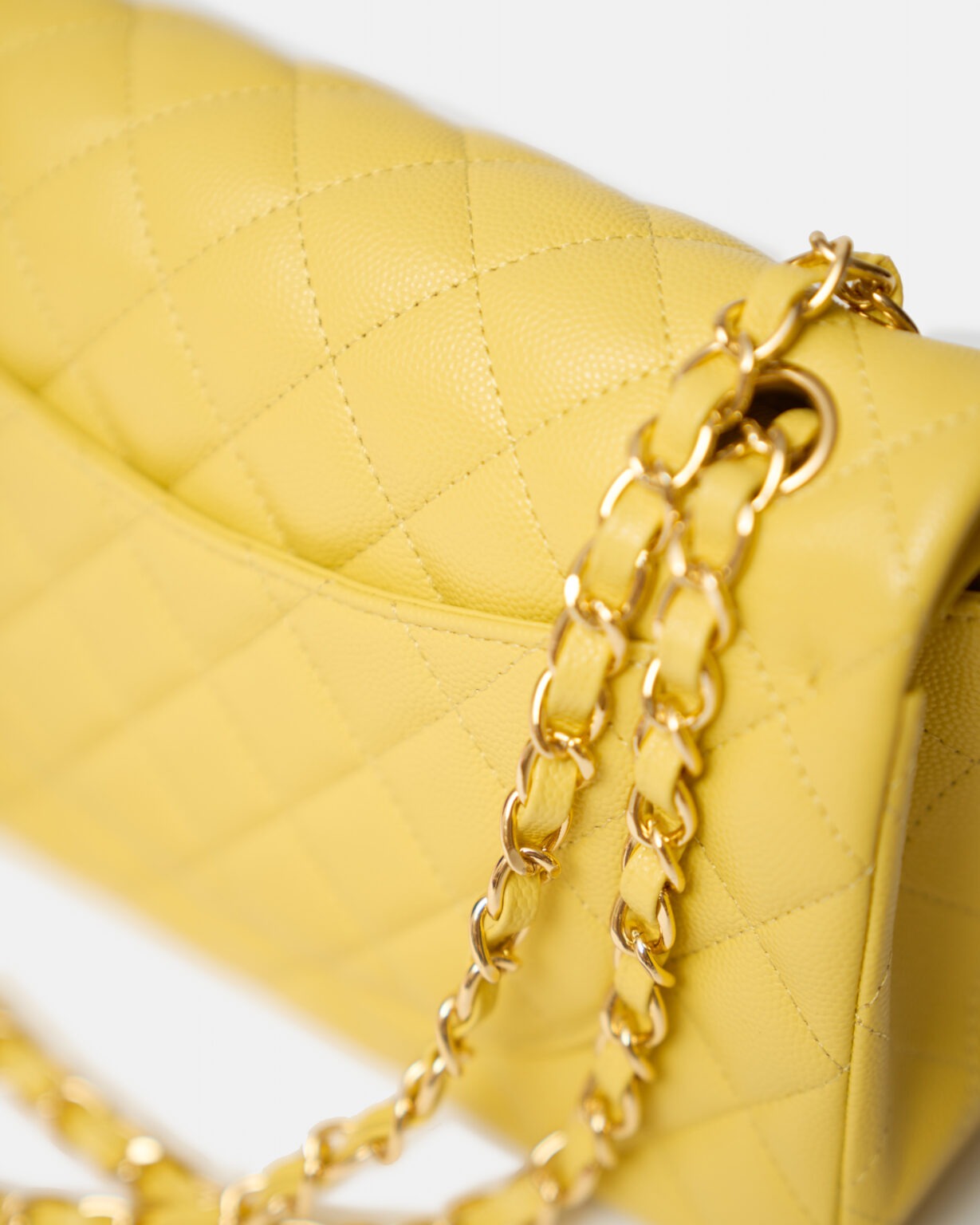 Chanel Classic Double Flap Small Yellow Caviar Gold-Tone Metal