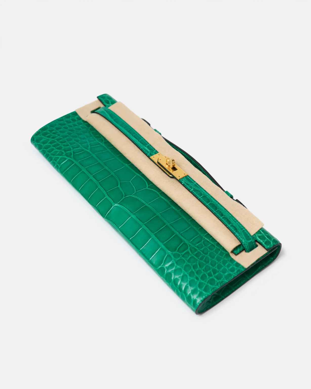Hermès Kelly 31 Emerald Green Croc Kelly Cut Phw