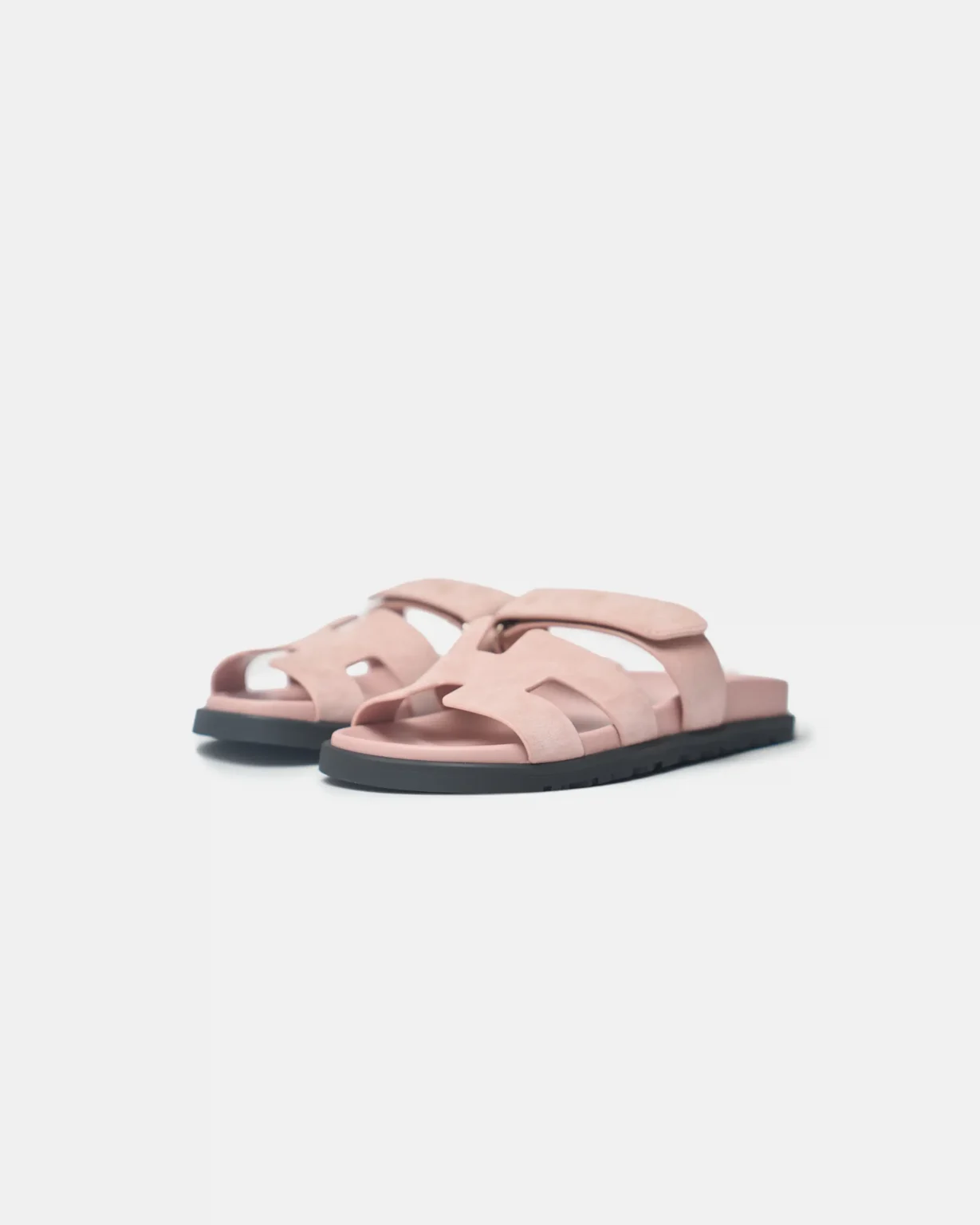 Hermès Chypre Rose Porcelain Suede Sandals (41)