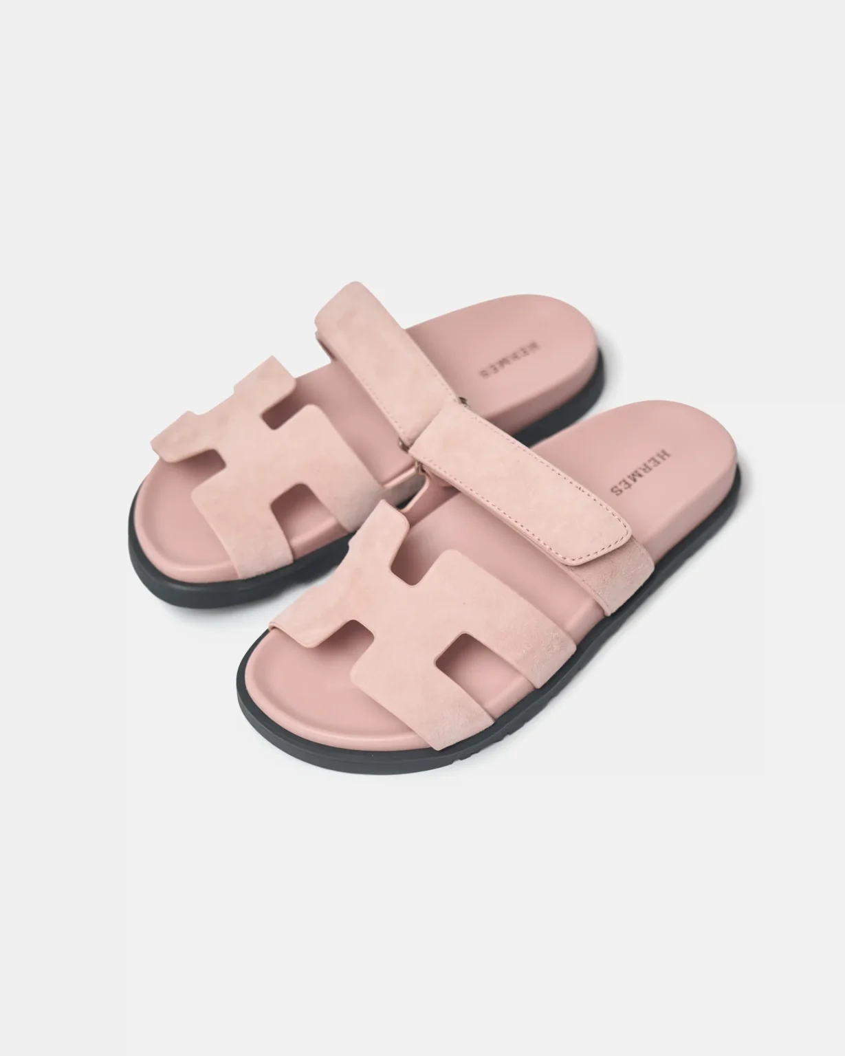 Hermès Chypre Rose Porcelain Suede Sandals (41)