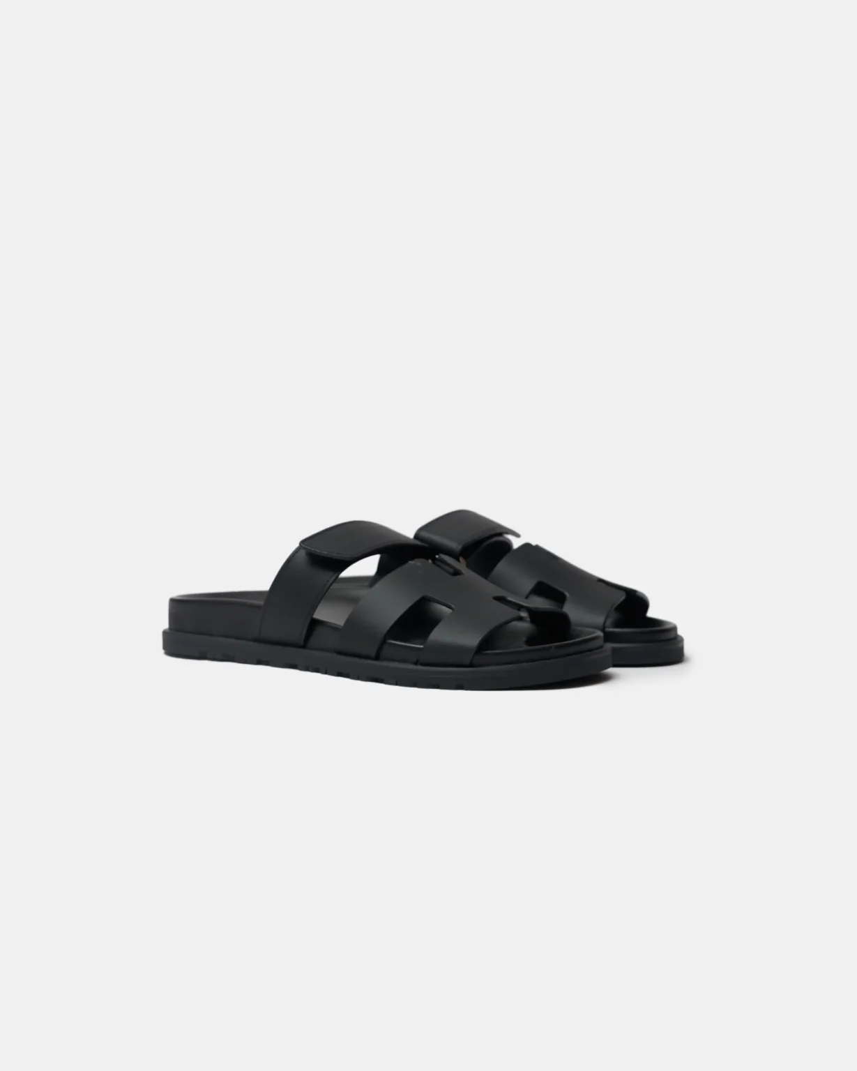 Hermes Chypre Black Calfskin Sandal
