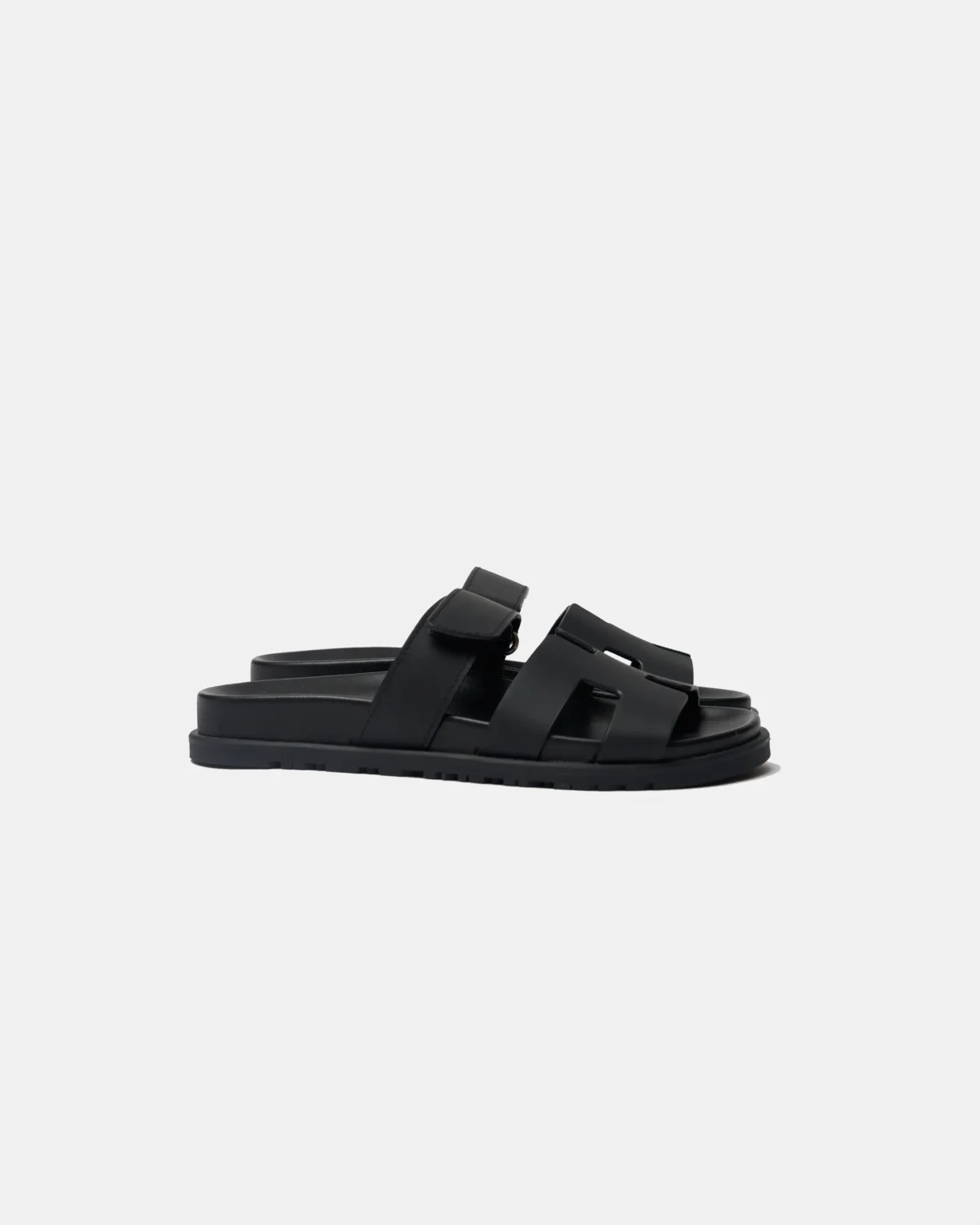 Hermes Chypre Black Calfskin Sandal