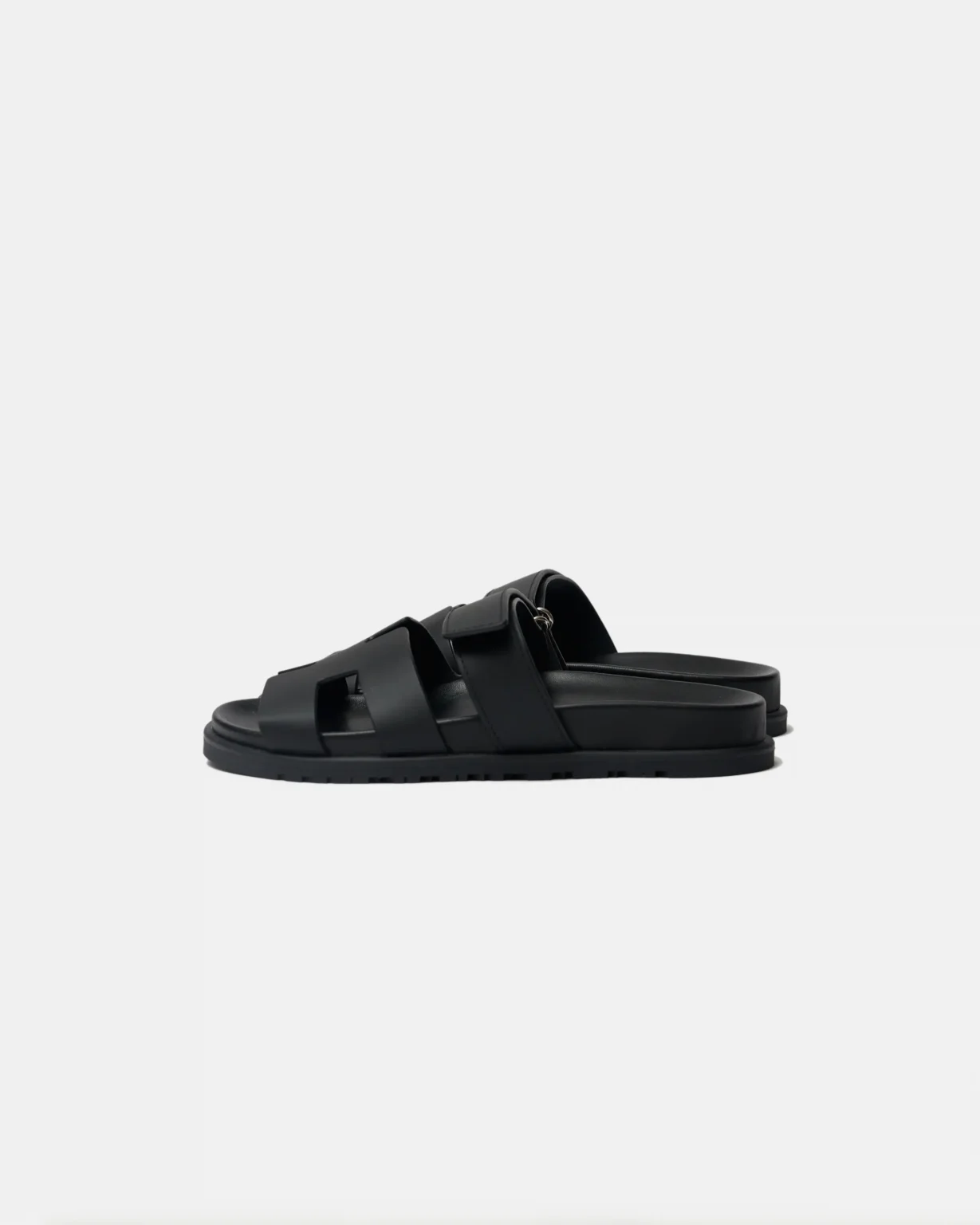 Hermes Chypre Black Calfskin Sandal