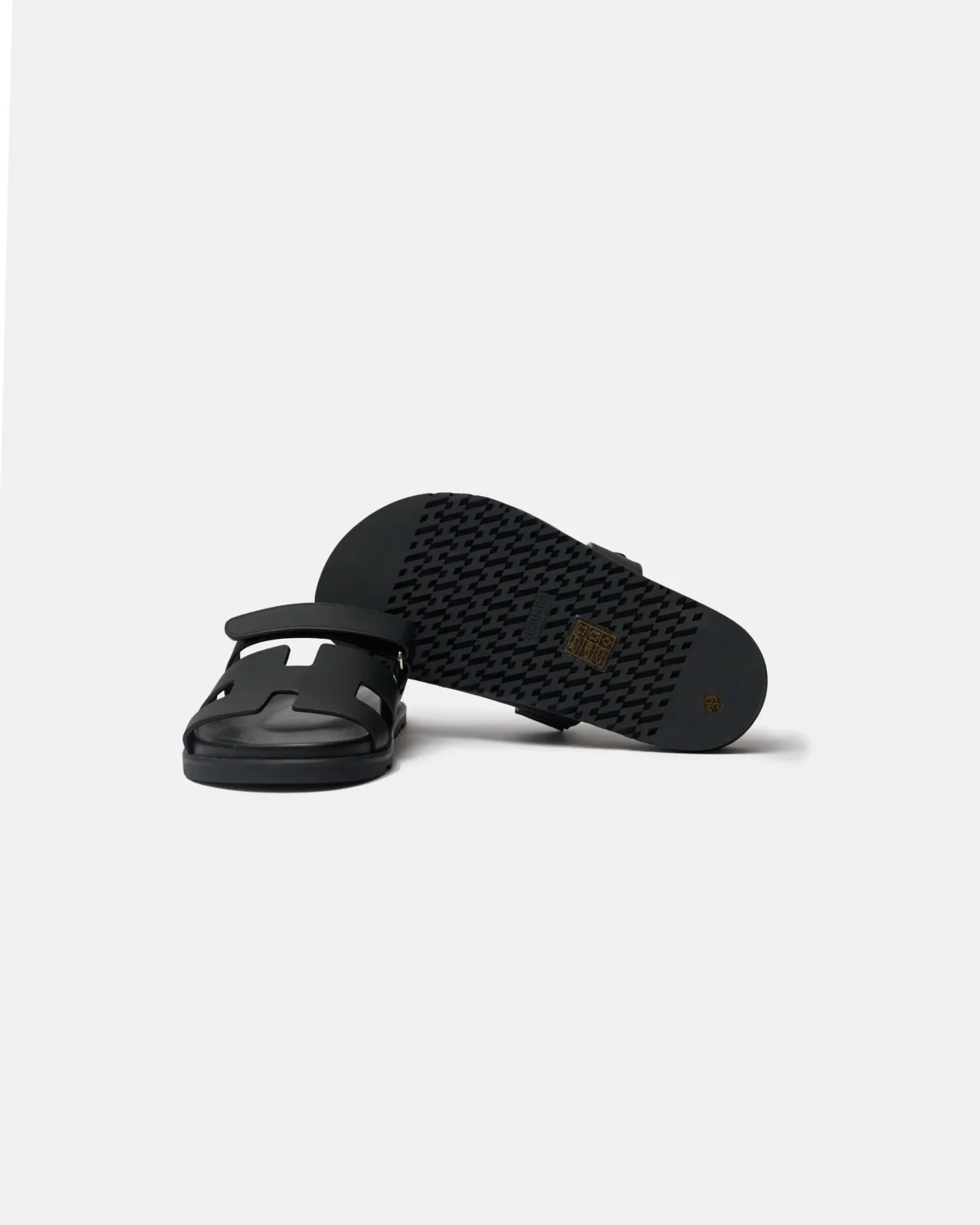 Hermes Chypre Black Calfskin Sandal