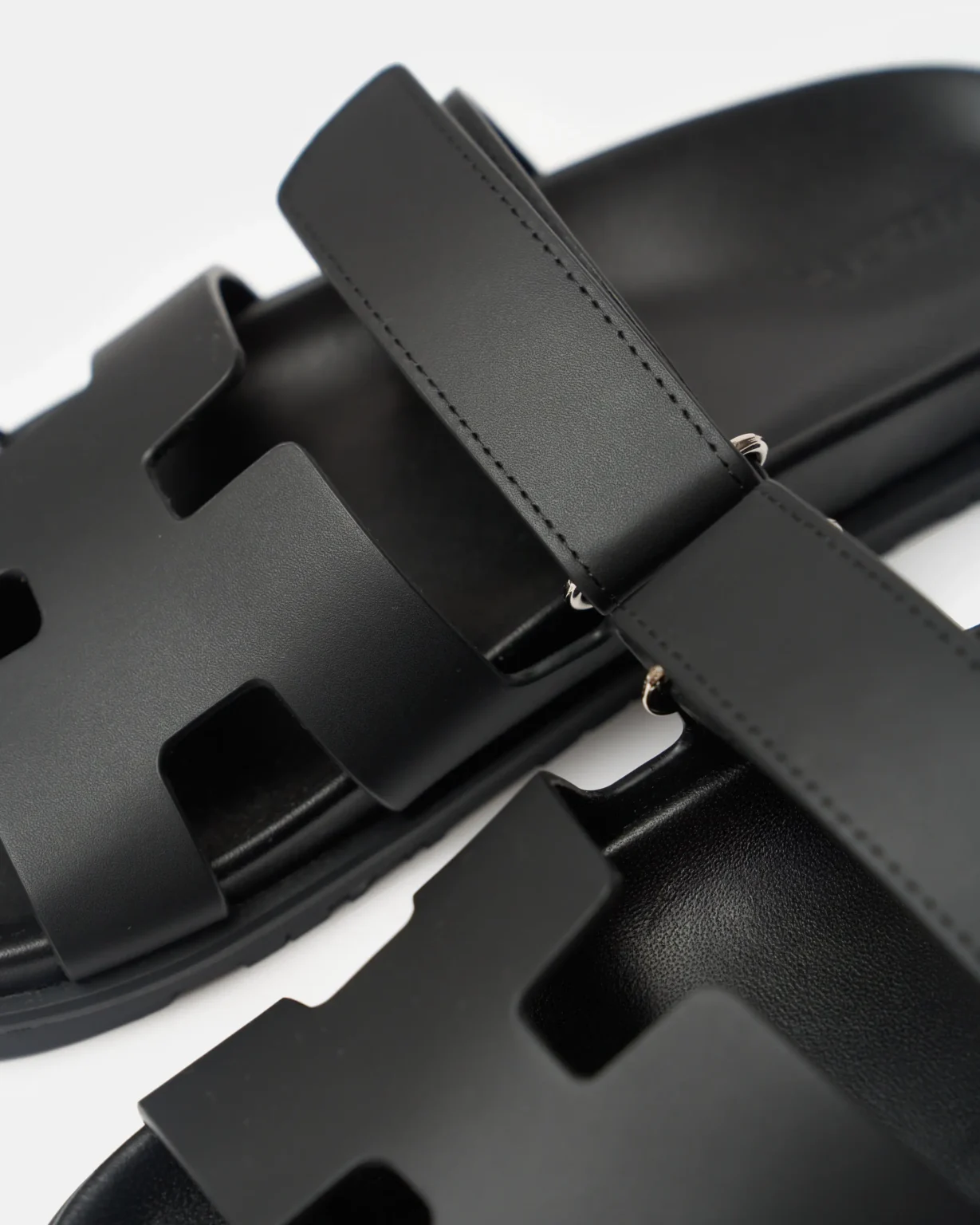 Hermes Chypre Black Calfskin Sandal