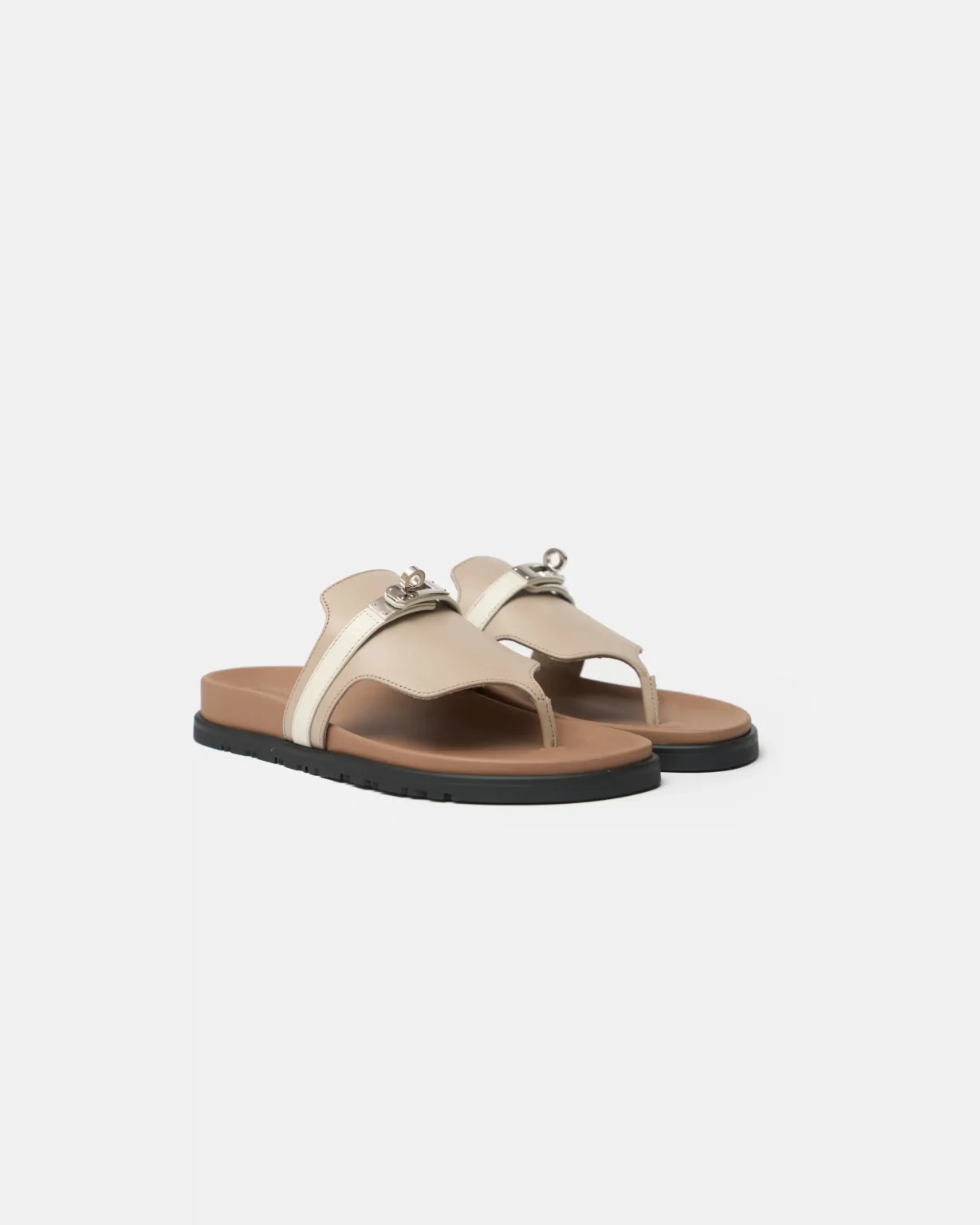 Hermès Empire Beige Mastic Beige Glaise Calfskin Sandals