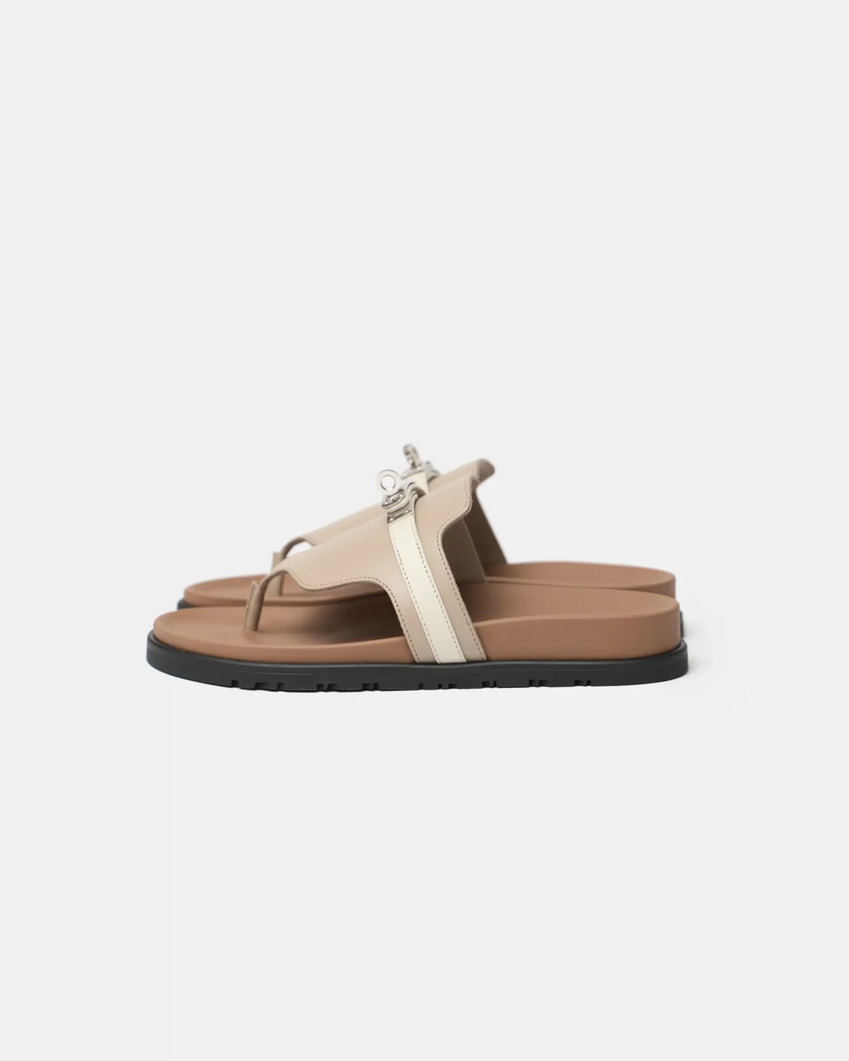 Hermès Empire Beige Mastic Beige Glaise Calfskin Sandals