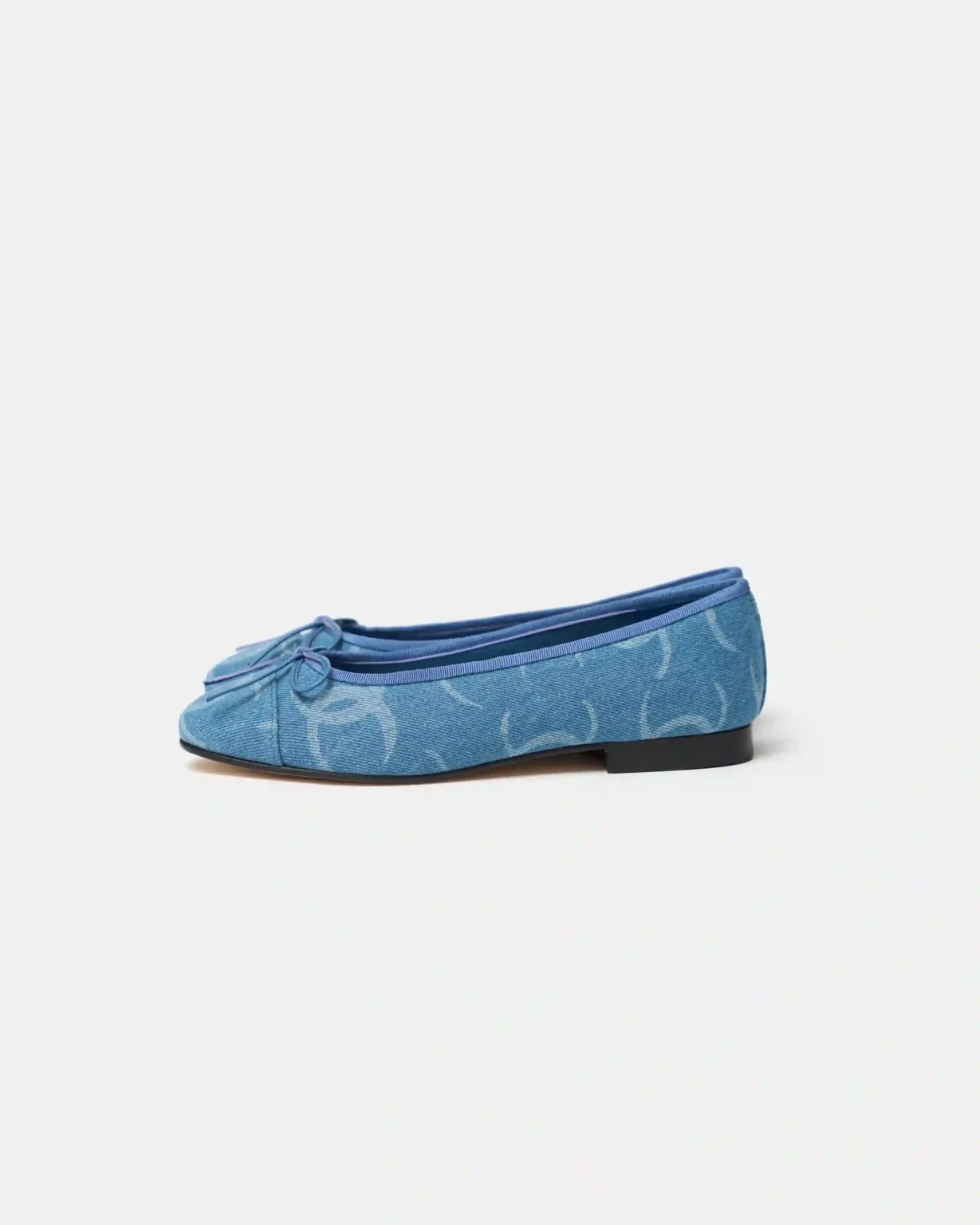 Chanel Printed Denim Blue Ballet Flats