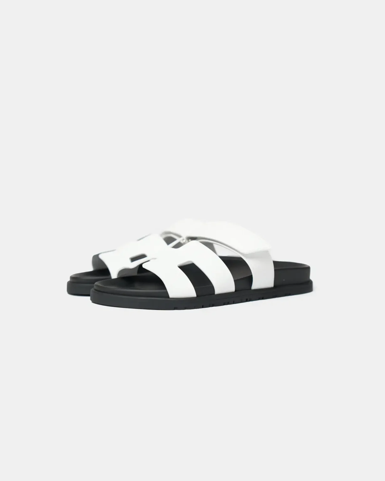 Hermès Chypre White Calfskin Sandals