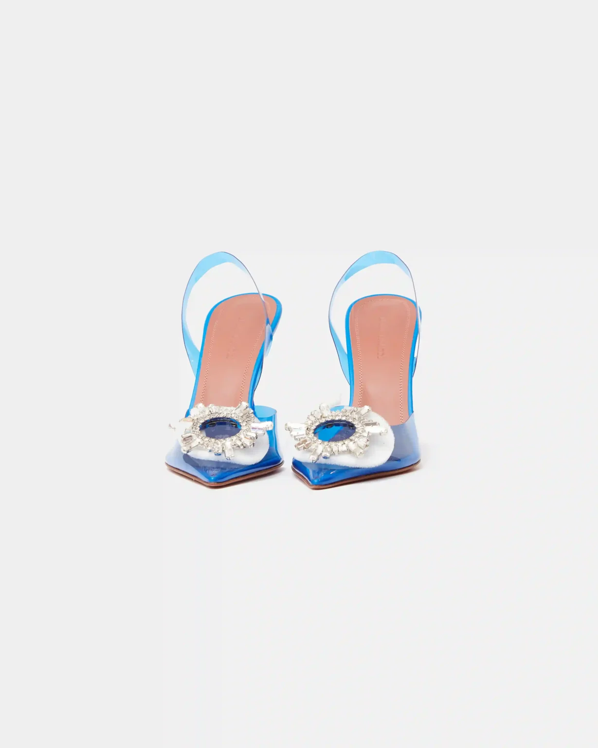 Amina Muaddi Begum Glass PVC Electric Blue Slingback Pump