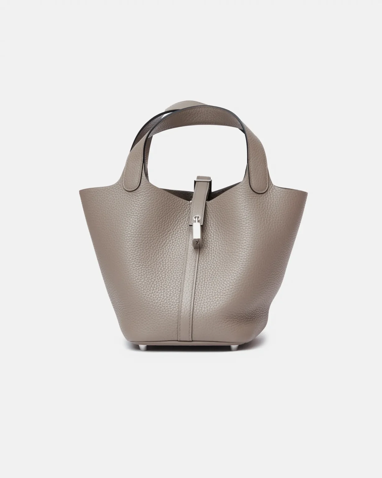 Hermès Mini Picotin 18 Gris Asphalte Clemence PHW