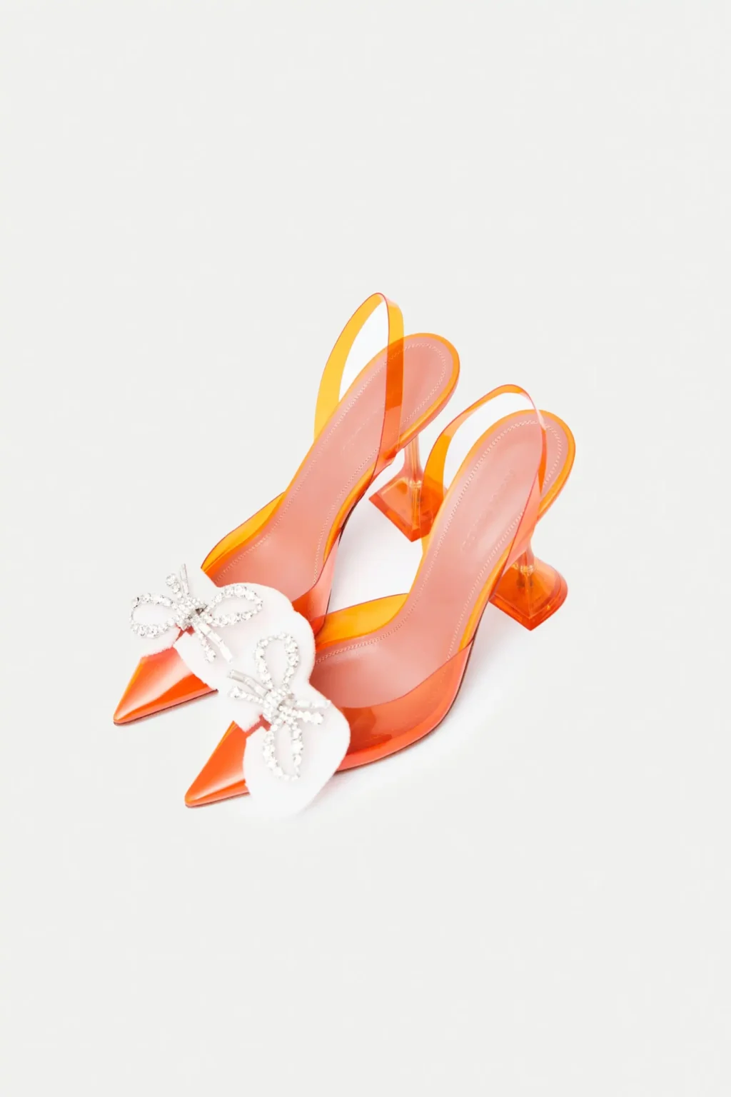 Amina Muaddi Rosie Glass PVC Orange Slingback Pump