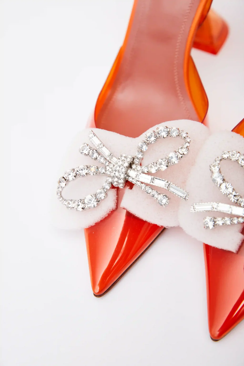 Amina Muaddi Rosie Glass PVC Orange Slingback Pump