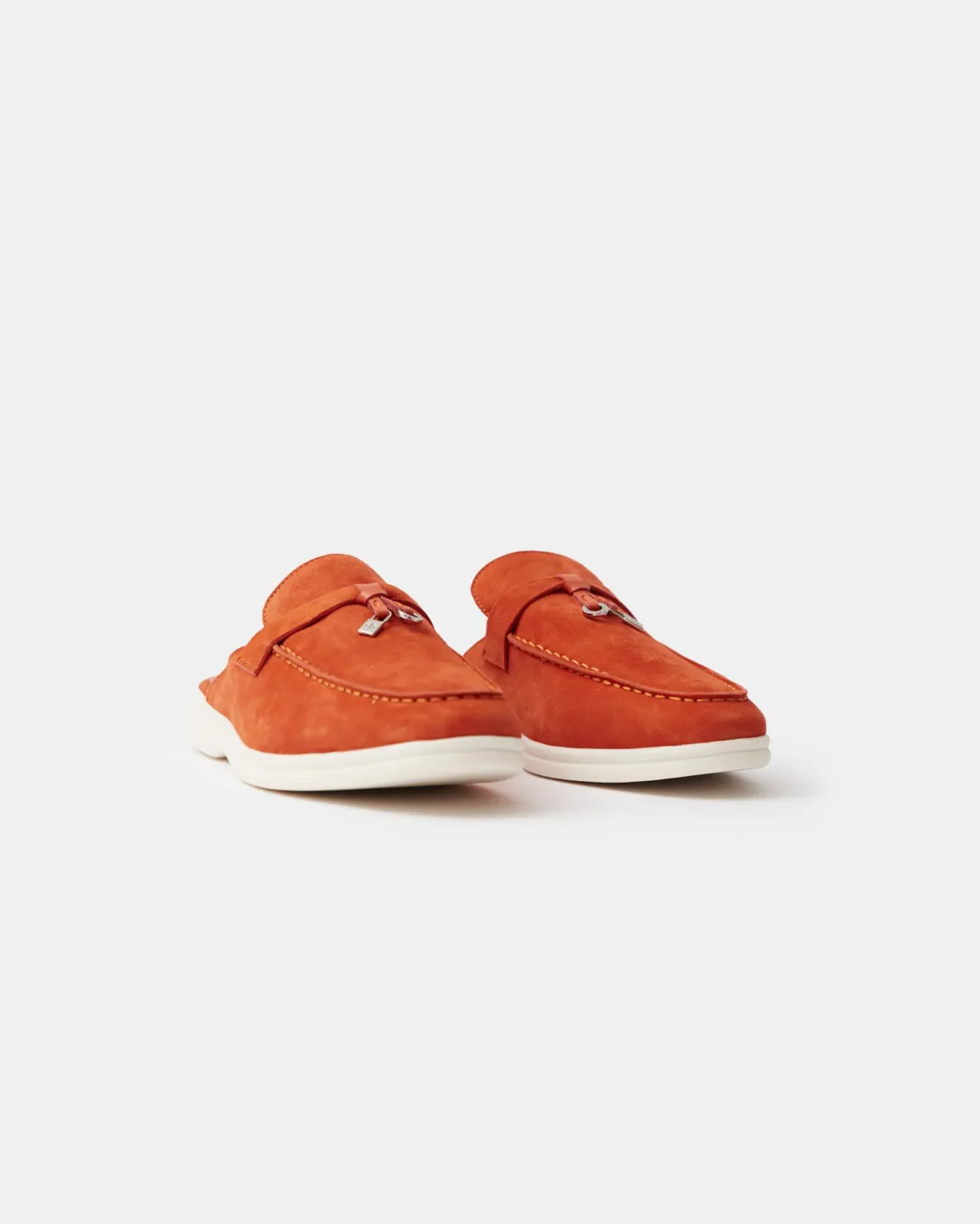 Loro Piana Summer Charms Walk Babouche Orange Loafers