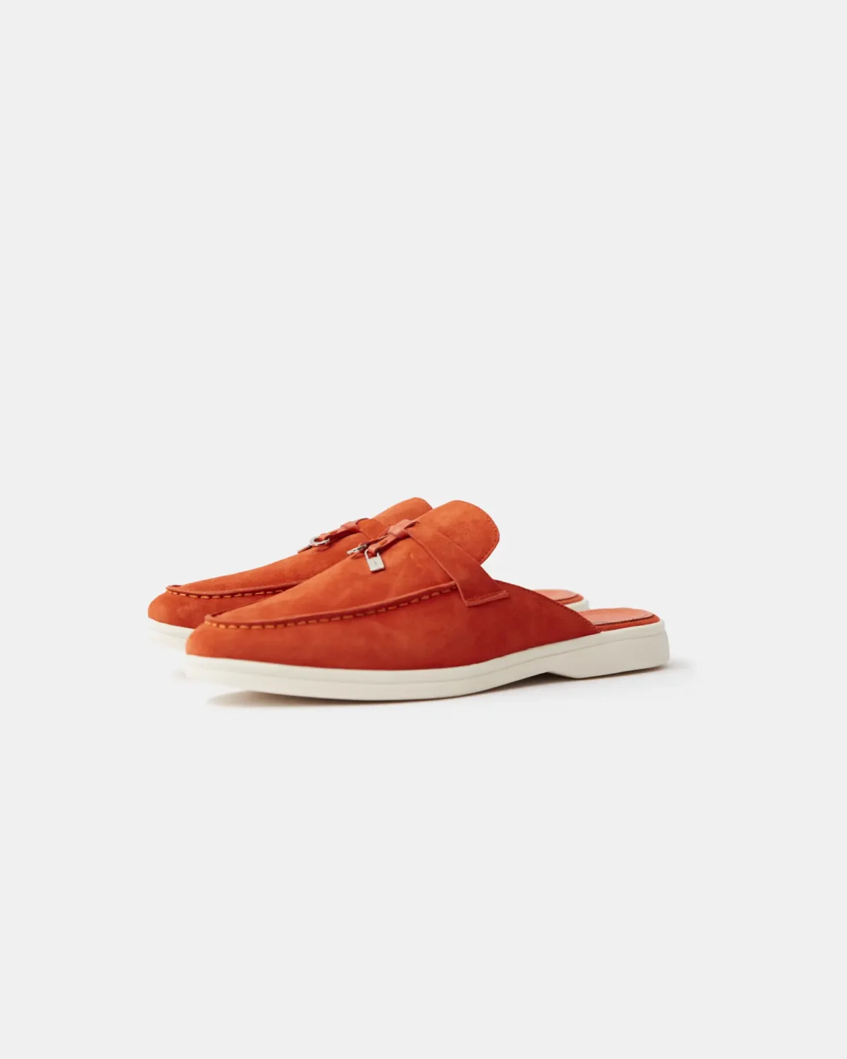 Loro Piana Summer Charms Walk Babouche Orange Loafers