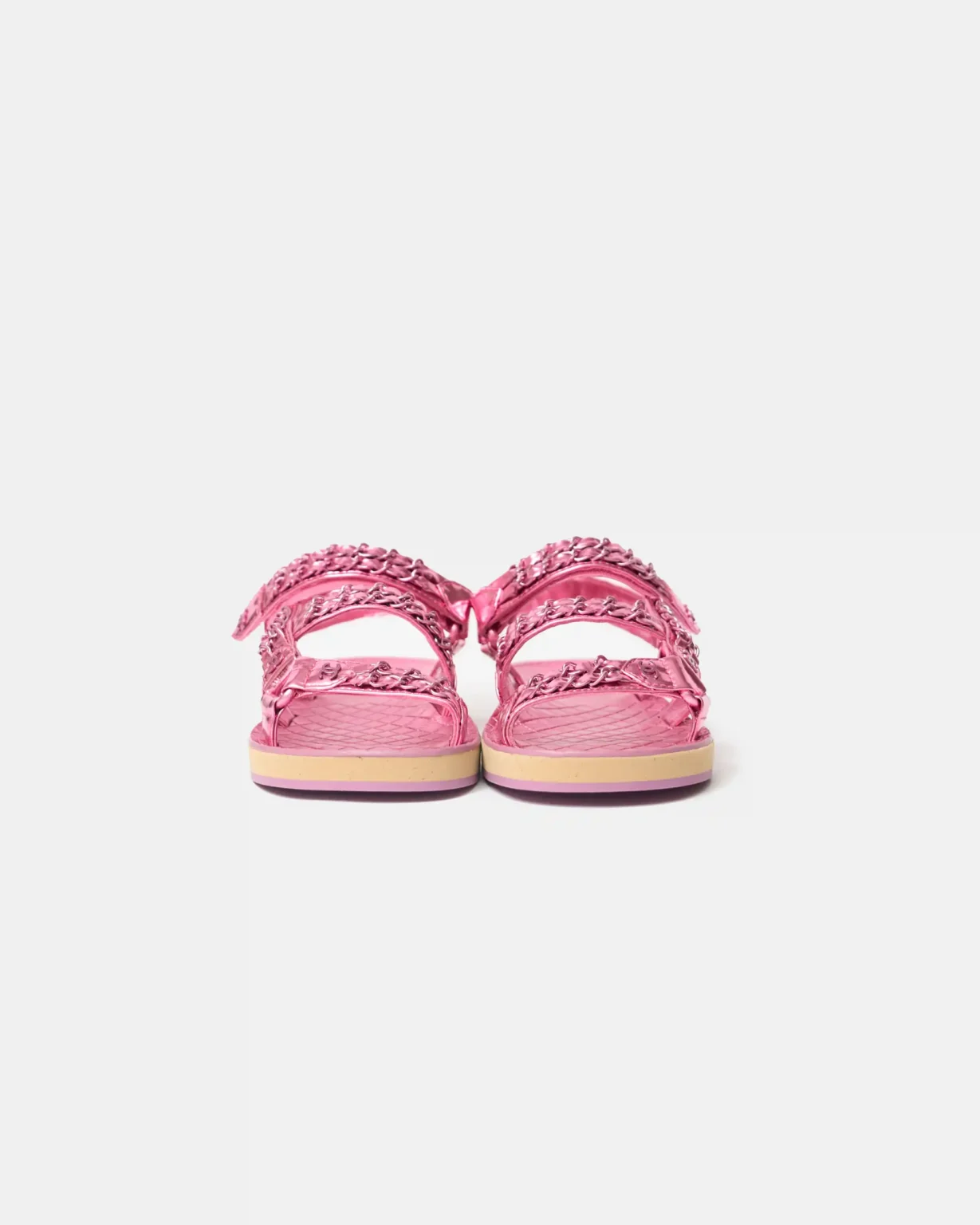 Chanel Pink Calfskin Chain Sandals